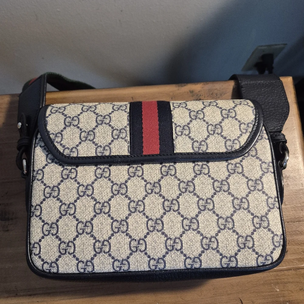 Authentic Gucci Ophidia Small Shoulder Crossbody Navy Handbag EUC HTF - Picture 3 of 16